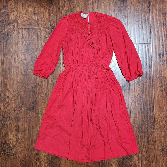 Vintage cotton red dress - Picture 1 of 4